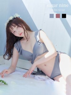 画像5: 【即日発送】【ビキニ】【水着】ショルダーフリルクロスビキニ/無地/シンプル[YMT] (5)