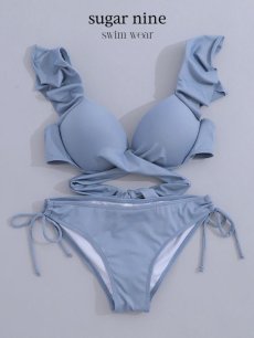 画像31: 【即日発送】【ビキニ】【水着】ショルダーフリルクロスビキニ/無地/シンプル[YMT] (31)