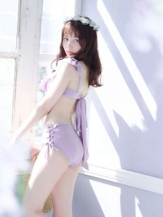 画像12: 【即日発送】【水着セール】【ビキニ】【水着】フリルショルダービキニ/ハイウエスト/無地/シンプル[YMT] (12)