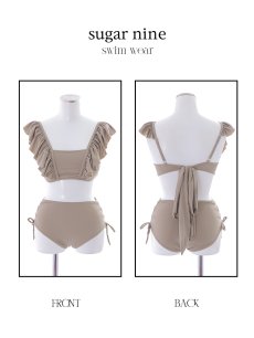 画像44: 【即日発送】【水着セール】【ビキニ】【水着】フリルショルダービキニ/ハイウエスト/無地/シンプル[YMT] (44)