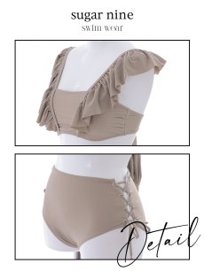 画像43: 【即日発送】【水着セール】【ビキニ】【水着】フリルショルダービキニ/ハイウエスト/無地/シンプル[YMT] (43)