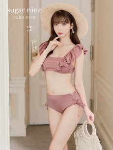 画像26: 【即日発送】【水着セール】【ビキニ】【水着】フリルショルダービキニ/ハイウエスト/無地/シンプル[YMT] (26)