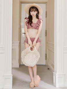 画像28: 【即日発送】【水着セール】【ビキニ】【水着】フリルショルダービキニ/ハイウエスト/無地/シンプル[YMT] (28)