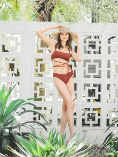 画像4: 【即日発送】【ビキニ】【水着】テラコッタ/ヘルシーホルタービキニ[YMT] (4)