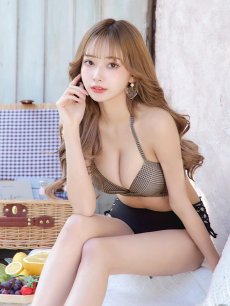 画像10: 【即日発送】【ビキニ】【水着】ブラウンチェックハイウエストビキニ[M192-SW-23PY][YMT] (10)