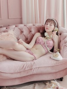 画像30: 【即日発送】【ビキニ】【水着】ツイードプリント バッククロスリボン クロスビキニ 2点セット[YMT] (30)