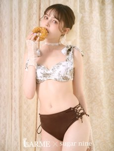 画像2: 【即日発送】【ビキニ】【水着】トワルドジュイ柄 / ショルダーリボンビキニ[YMT] (2)