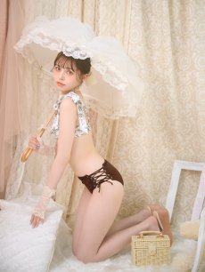 画像3: 【即日発送】【ビキニ】【水着】トワルドジュイ柄 / ショルダーリボンビキニ[YMT] (3)