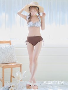 画像2: 【即日発送】【ビキニ】【水着】トワルドジュイ柄 / ショルダーリボンビキニ[YMT] (2)