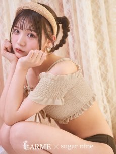 画像3: 【即日発送】【水着セール】【ビキニ】【水着】オフショルビキニ /無地/シャーリング/ニット/2点セット[YMT] (3)