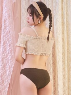 画像6: 【即日発送】【水着セール】【ビキニ】【水着】オフショルビキニ /無地/シャーリング/ニット/2点セット[YMT] (6)