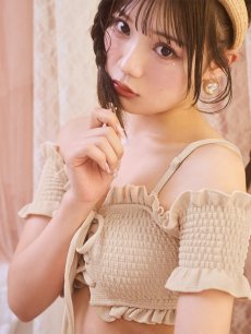 画像7: 【即日発送】【水着セール】【ビキニ】【水着】オフショルビキニ /無地/シャーリング/ニット/2点セット[YMT] (7)