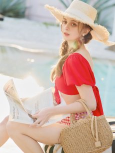 画像8: 【即日発送】【ビキニ】【水着】パフスリーブ2wayビキニ[YMT] (8)