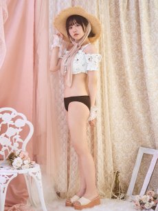 画像4: 【即日発送】【水着セール】【ビキニ】【水着】オフショルビキニ /花柄/シャーリング/ニット/2点セット[YMT] (4)