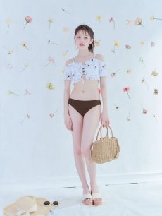 画像13: 【即日発送】【水着セール】【ビキニ】【水着】オフショルビキニ /花柄/シャーリング/ニット/2点セット[YMT] (13)