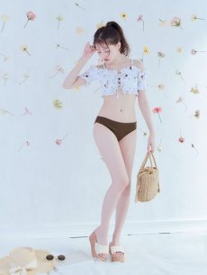 画像14: 【即日発送】【水着セール】【ビキニ】【水着】オフショルビキニ /花柄/シャーリング/ニット/2点セット[YMT] (14)
