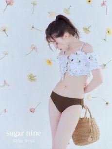 画像2: 【即日発送】【水着セール】【ビキニ】【水着】オフショルビキニ /花柄/シャーリング/ニット/2点セット[YMT] (2)