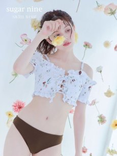 画像3: 【即日発送】【水着セール】【ビキニ】【水着】オフショルビキニ /花柄/シャーリング/ニット/2点セット[YMT] (3)