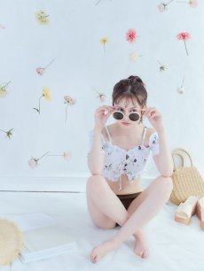 画像7: 【即日発送】【水着セール】【ビキニ】【水着】オフショルビキニ /花柄/シャーリング/ニット/2点セット[YMT] (7)