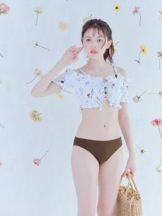 画像8: 【即日発送】【水着セール】【ビキニ】【水着】オフショルビキニ /花柄/シャーリング/ニット/2点セット[YMT] (8)