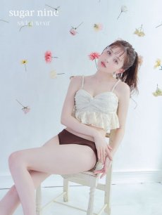 画像1: 【即日発送】【ビキニ】【水着】フリルレースビキニ /ベアトップ/ペプラム/2点セット[YMT] (1)