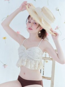 画像15: 【即日発送】【ビキニ】【水着】フリルレースビキニ /ベアトップ/ペプラム/2点セット[YMT] (15)