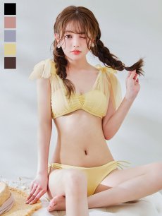 画像4: 【即日発送】【ビキニ】【水着】チュールリボン バストアップ ビキニ 2点セット[YMT] (4)