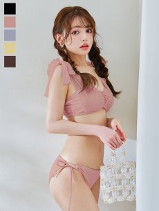 画像12: 【即日発送】【ビキニ】【水着】チュールリボン バストアップ ビキニ 2点セット[YMT] (12)