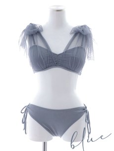 画像40: 【即日発送】【ビキニ】【水着】チュールリボン バストアップ ビキニ 2点セット[YMT] (40)