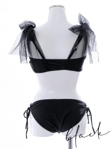 画像43: 【即日発送】【ビキニ】【水着】チュールリボン バストアップ ビキニ 2点セット[YMT] (43)