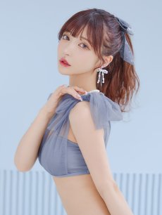 画像24: 【即日発送】【ビキニ】【水着】チュールリボン バストアップ ビキニ 2点セット[YMT] (24)