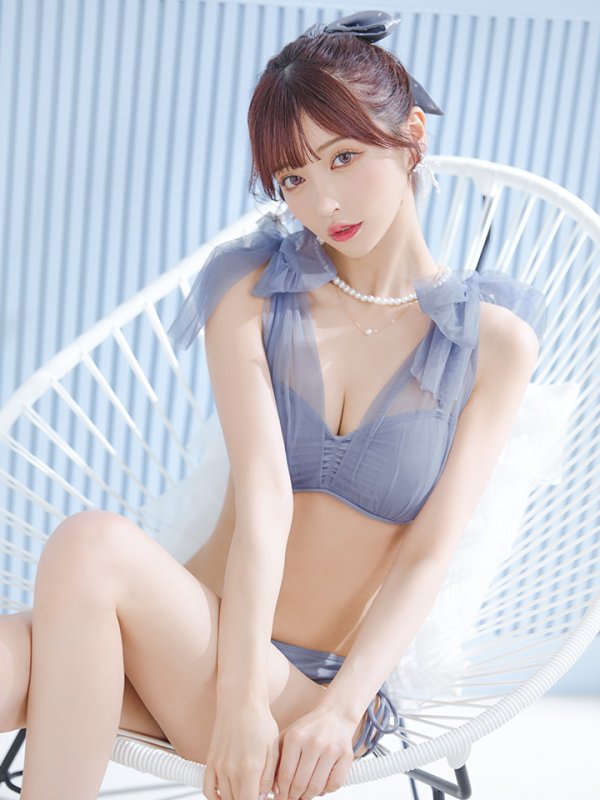 新品未着用 ☆ チュールリボン バストアップ ビキニ 2点セット 即日発送】【ビキニ】【水着】チュールリボン バストアップ ビキニ 2点