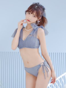 画像13: 【即日発送】【ビキニ】【水着】チュールリボン バストアップ ビキニ 2点セット[YMT] (13)