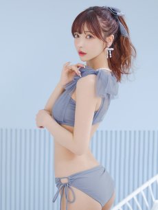 画像14: 【即日発送】【ビキニ】【水着】チュールリボン バストアップ ビキニ 2点セット[YMT] (14)