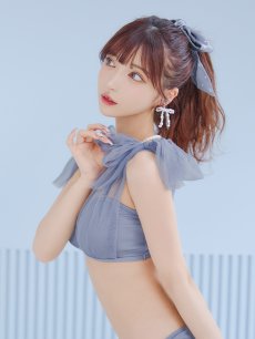 画像16: 【即日発送】【ビキニ】【水着】チュールリボン バストアップ ビキニ 2点セット[YMT] (16)