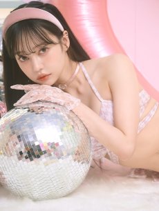 画像7: 【即日発送】【ビキニ】【水着】千鳥格子柄  バッククロスリボン クロスビキニ 2点セット[FB01] (7)