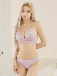 画像21: 【即日発送】【水着セール】【ビキニ】【水着】 ツイードプリント トライアングル ビキニ 2点セット[YMT] (21)