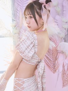 画像7: 【即日発送】【ビキニ】【水着】パフスリーブ 2way ツイードプリント ビキニ 2点セット[YMT] (7)