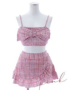 画像20: 【即日発送】【ビキニ】【水着】ツイード柄ビッグリボンビキニ 2点セット[YMT] (20)