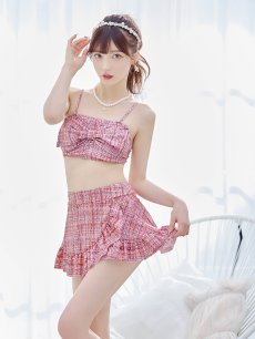 画像11: 【即日発送】【ビキニ】【水着】ツイード柄ビッグリボンビキニ 2点セット[YMT] (11)