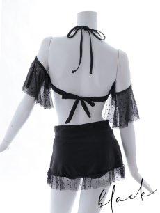 画像21: 【即日発送】【ビキニ】ドットシアーオフショルスカート付きビキニ 3点セット【水着】[YMT] (21)