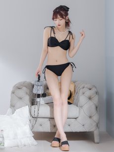 画像11: 【即日発送】【ビキニ】ショルダー紐リボンシンプルビキニ 2点セット【水着】[YMT] (11)