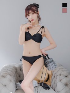 画像3: 【即日発送】【ビキニ】ショルダー紐リボンシンプルビキニ 2点セット【水着】[YMT] (3)