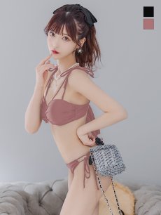 画像17: 【即日発送】【ビキニ】ショルダー紐リボンシンプルビキニ 2点セット【水着】[YMT] (17)