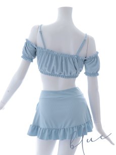 画像27: 【即日発送】【ビキニ】【水着】袖付きシャーリングトップス 4点セット[YMT] (27)