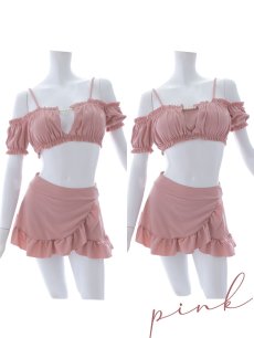 画像24: 【即日発送】【ビキニ】【水着】袖付きシャーリングトップス 4点セット[YMT] (24)