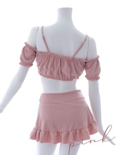 画像25: 【即日発送】【ビキニ】【水着】袖付きシャーリングトップス 4点セット[YMT] (25)