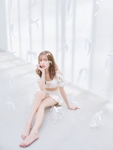 画像11: 【即日発送】【ビキニ】【水着】袖付きシャーリングトップス 4点セット[YMT] (11)