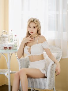 画像9: 【即日発送】【ビキニ】【水着】袖付きシャーリングトップス 4点セット[YMT] (9)