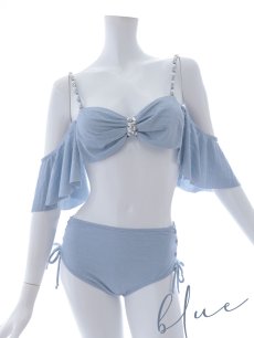 画像27: 【即日発送】【ビキニ】【水着】ハイウエストビッグラメリボン&ビジューキャミソールビキニ 2点セット[YMT] (27)